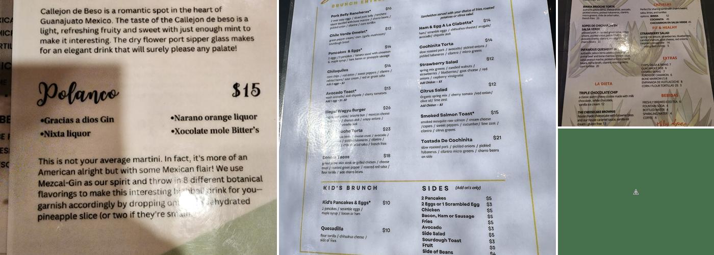 Miel De Agave Menu