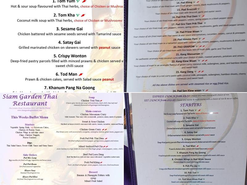 Siam Garden Menu