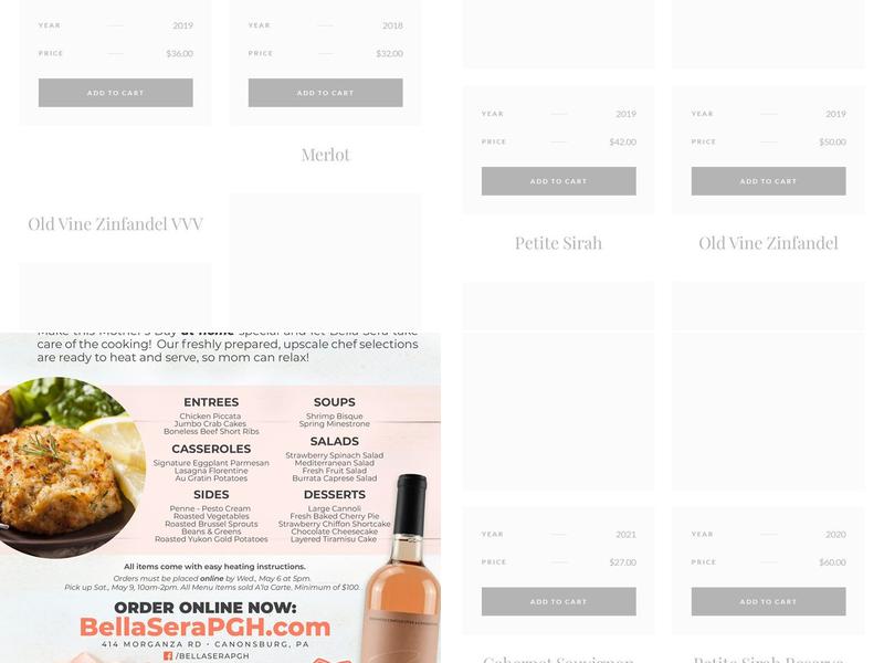 Borelli Cellars Menu