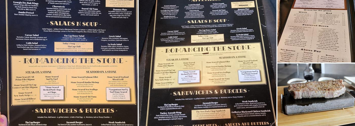 Tin Cup Grill Menu