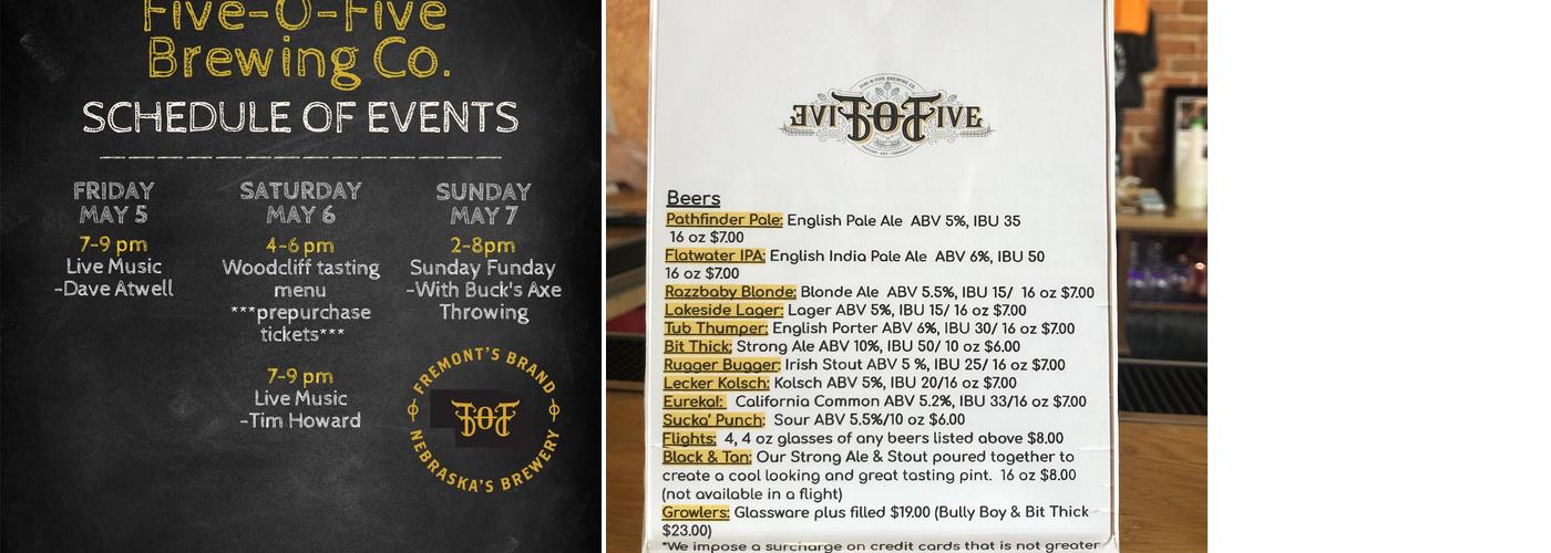 505 Brewing Menu