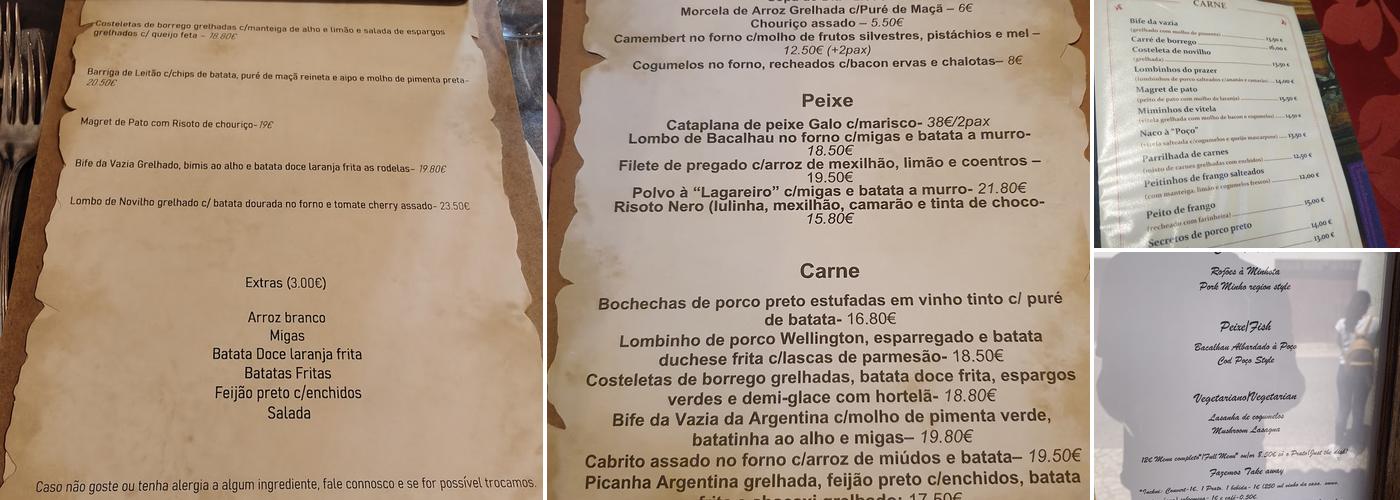 Poço dos Sabores Menu