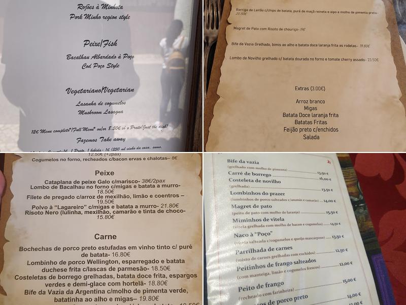 Poço dos Sabores Menu