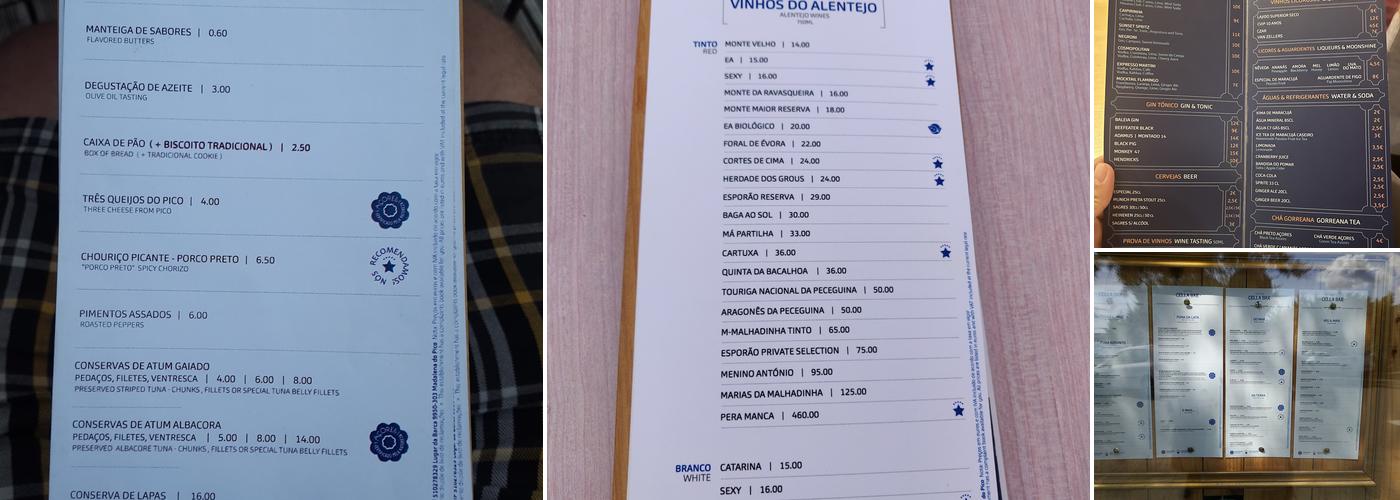 Cella Bar Menu