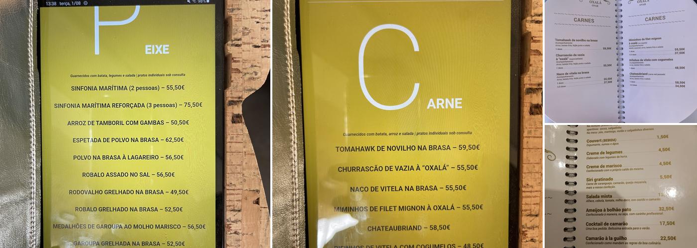 Oxalá Menu
