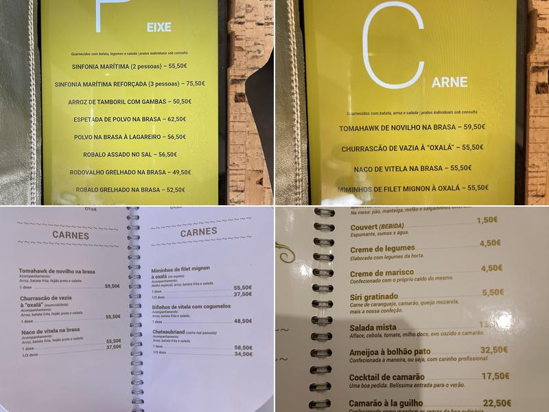 Oxalá Menu