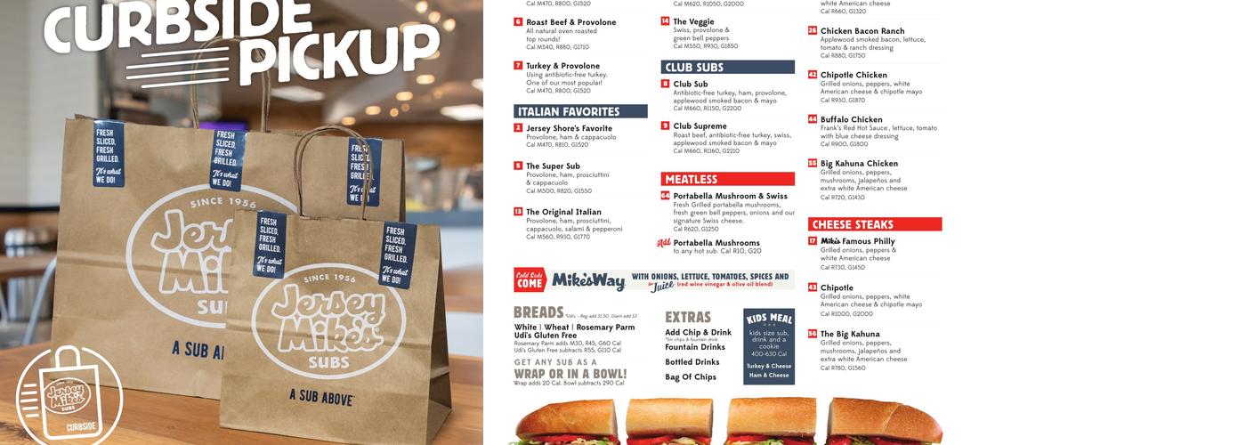Jersey Mike's Subs Menu