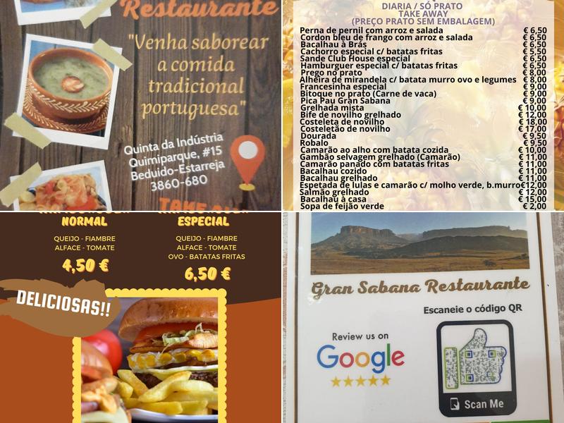 RESTAURANTE GRAN SABANA ESTARREJA PORTUGAL Menu