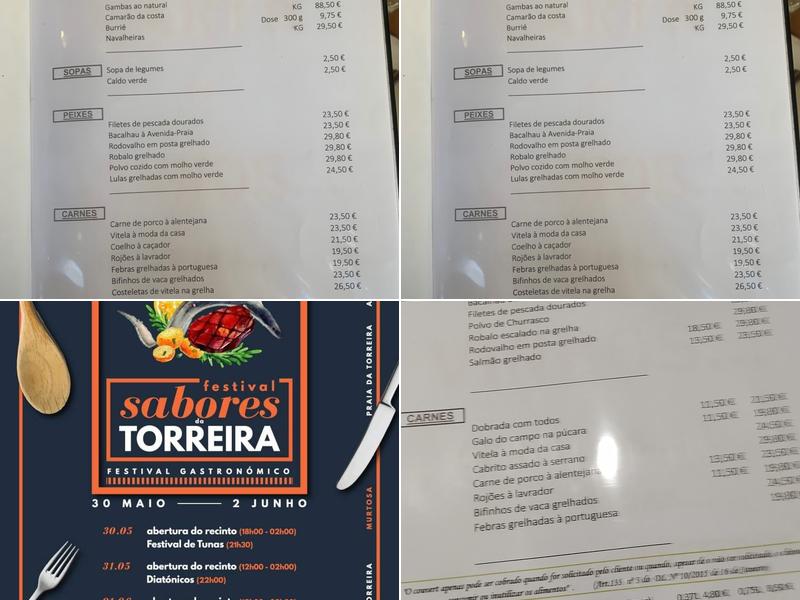 Restaurante Avenida Praia Menu