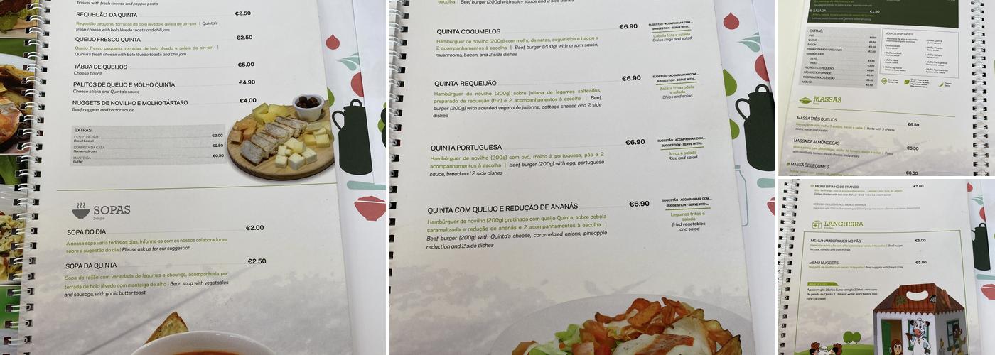 Quinta dos Açores Menu