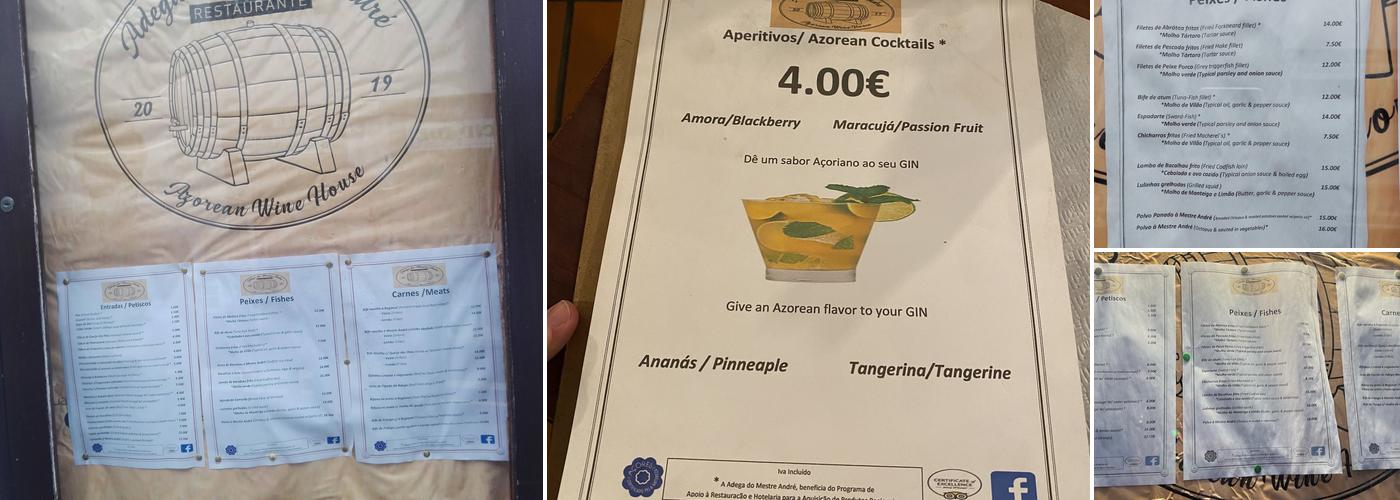 Adega do Mestre André Menu