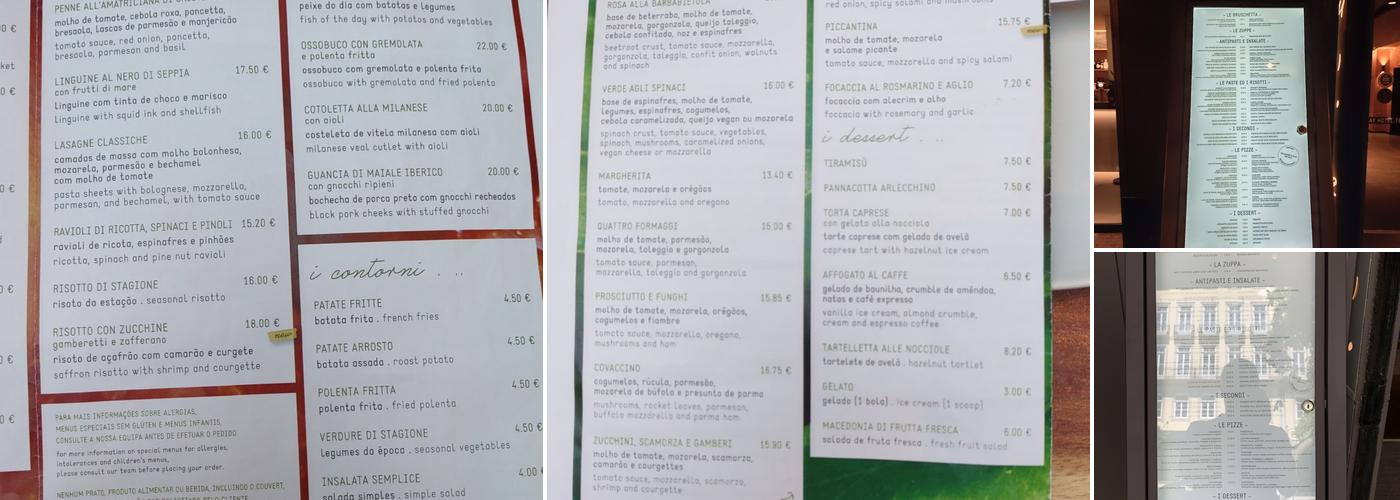 Restaurante Il Basilico Porto Menu