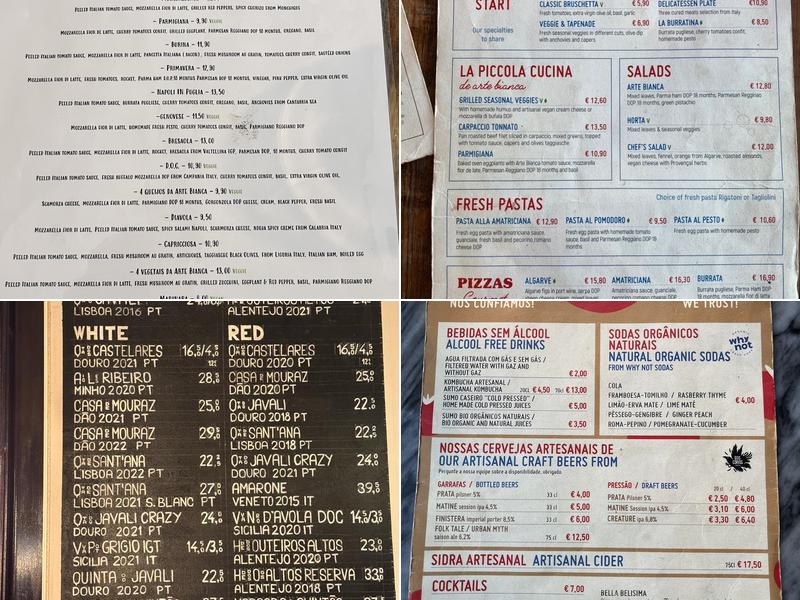 Arte Bianca - Cucina Italiana - Sagres Menu