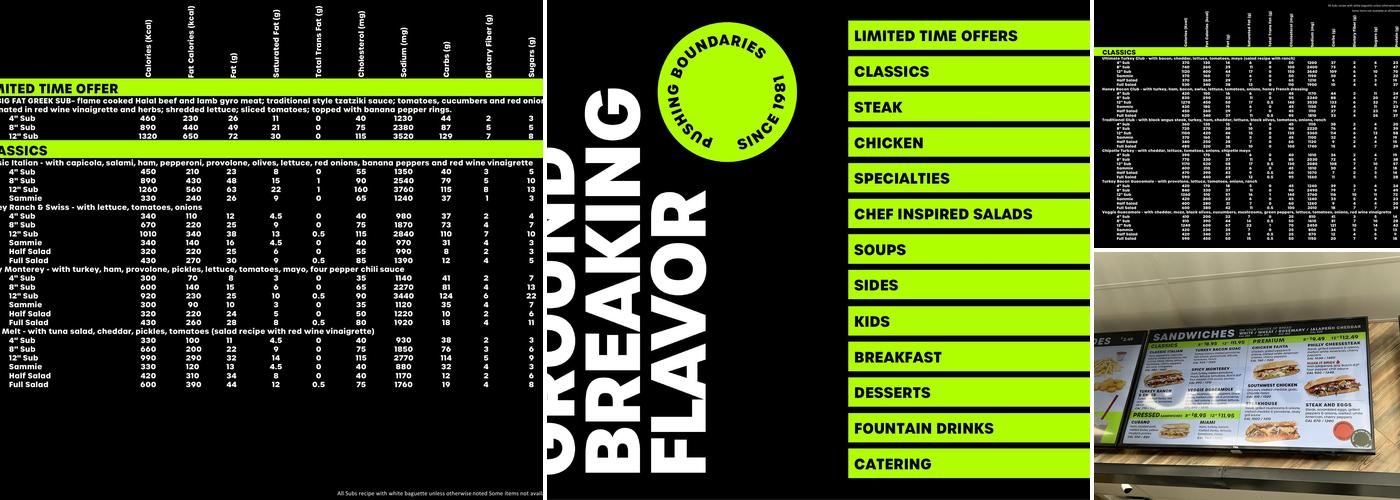 Quiznos Menu