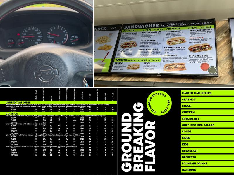 Quiznos Menu