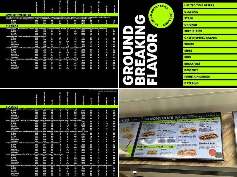 Quiznos Menu