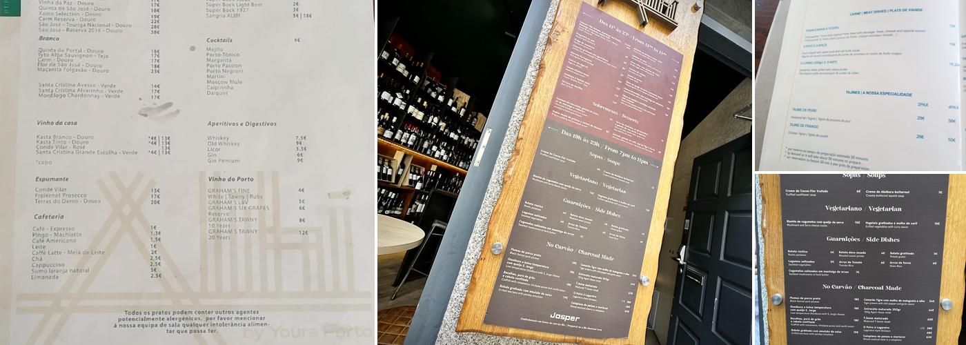 ALIBI by YoursPorto Menu