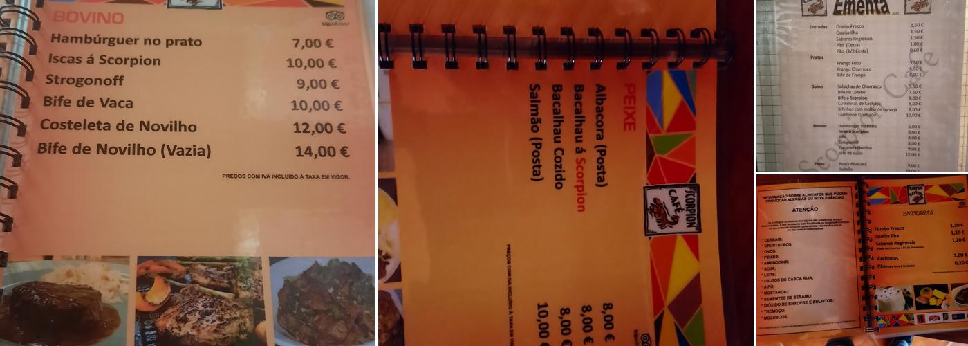 Scorpion Café Menu