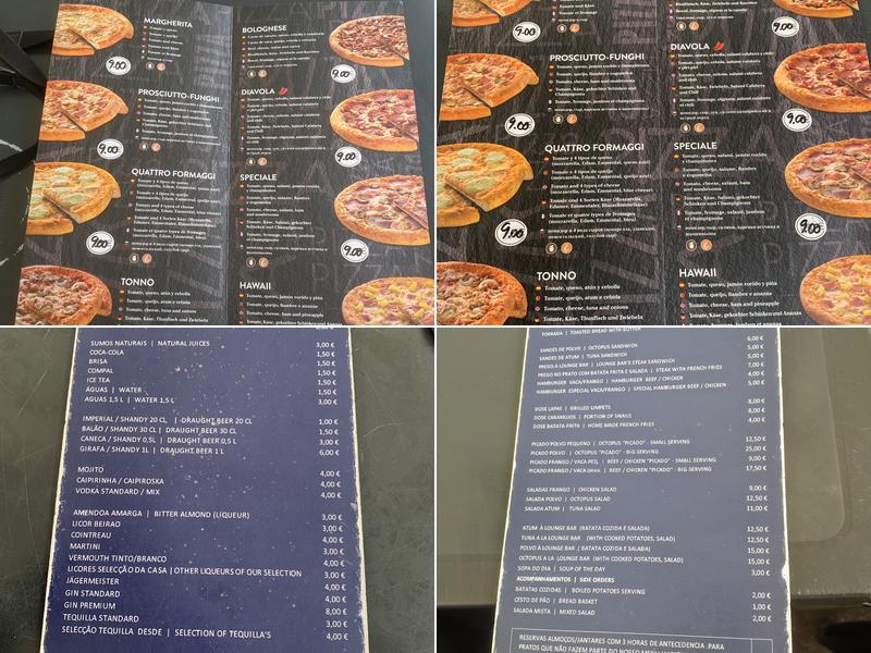 Lounge Bar Clube Naval do Seixal Menu