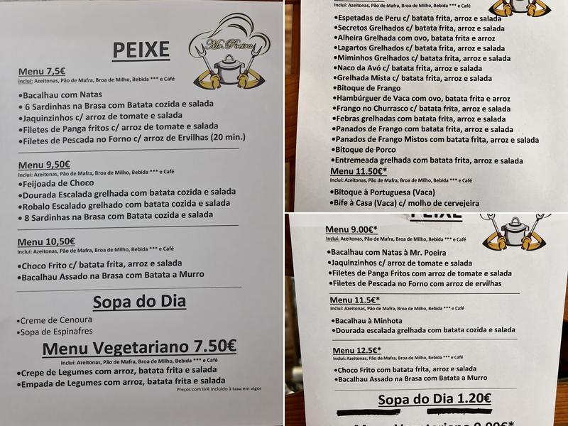 Mr. Poeira Restaurant Menu