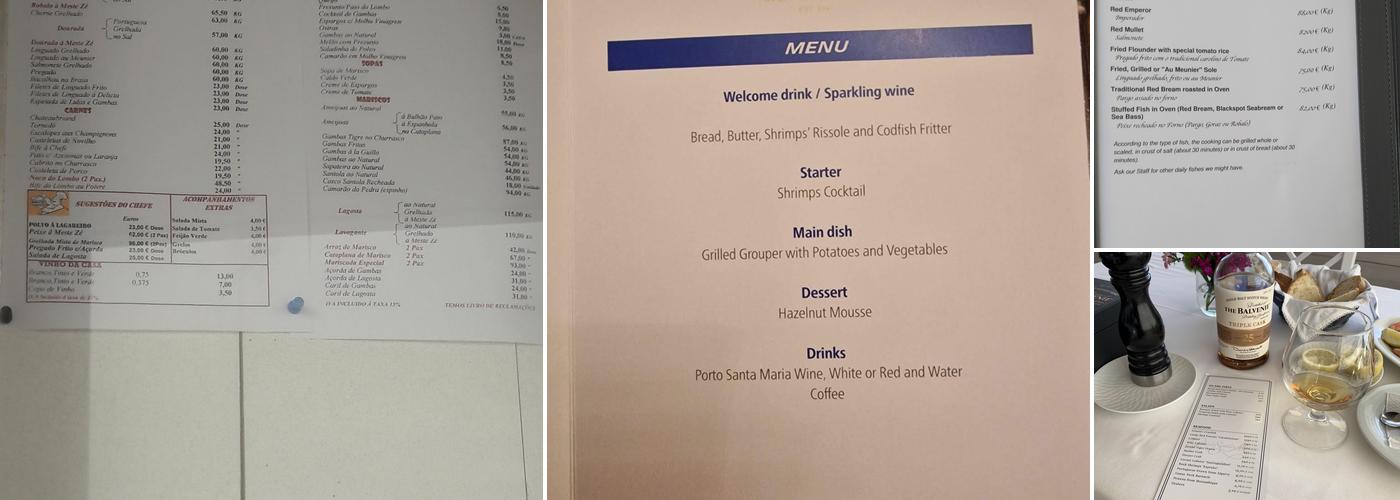 Porto Santa Maria Menu