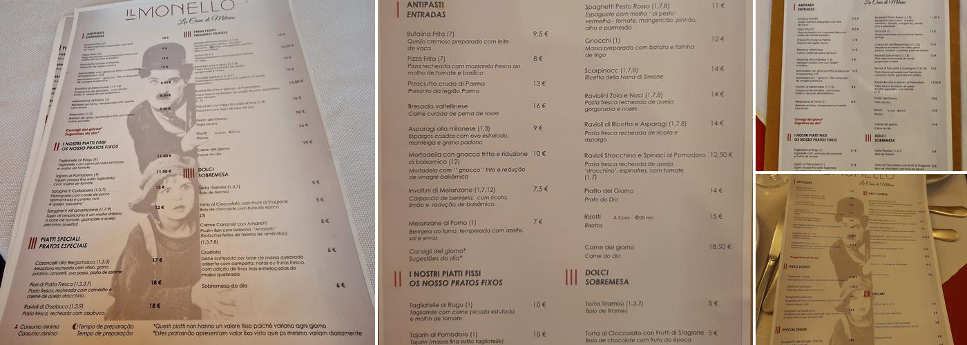 Il Monello Menu