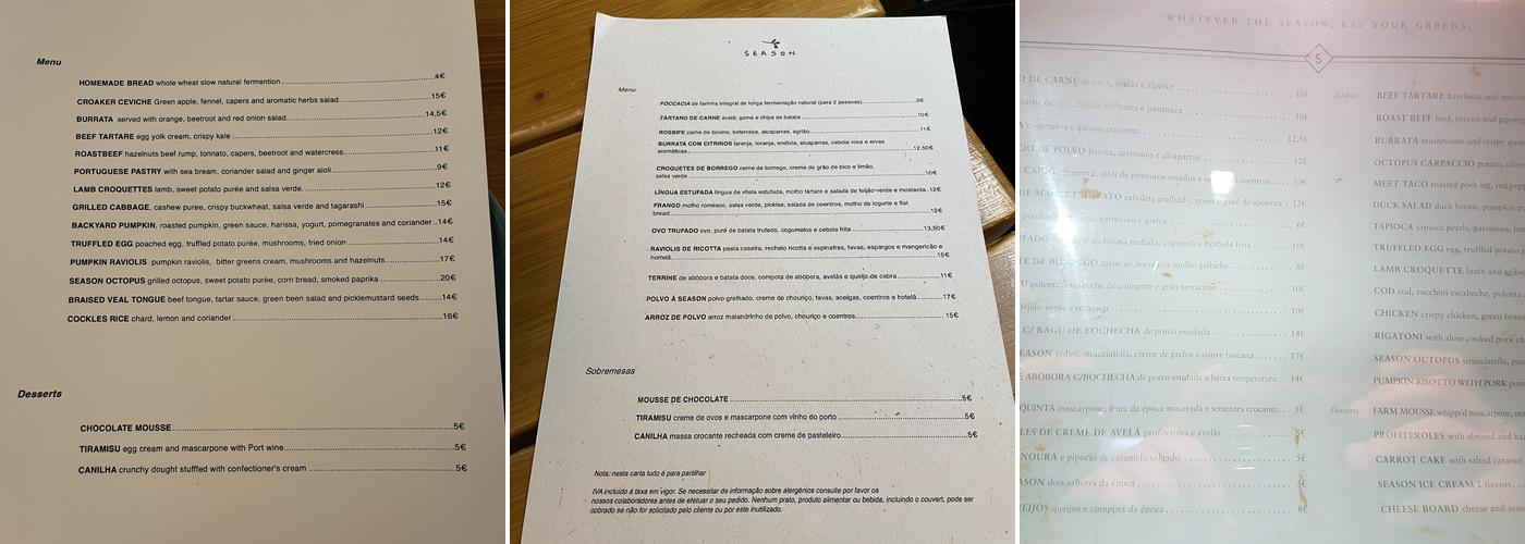 Season Menu