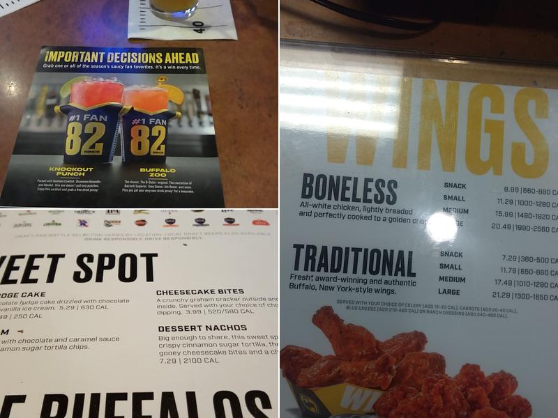 Buffalo Wild Wings Menu