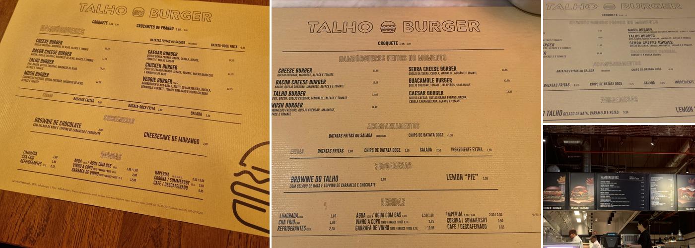 Talho Burger Menu