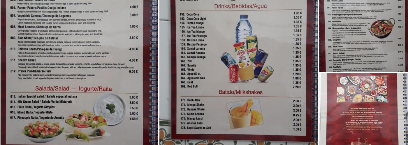 Sabor Indiano Menu