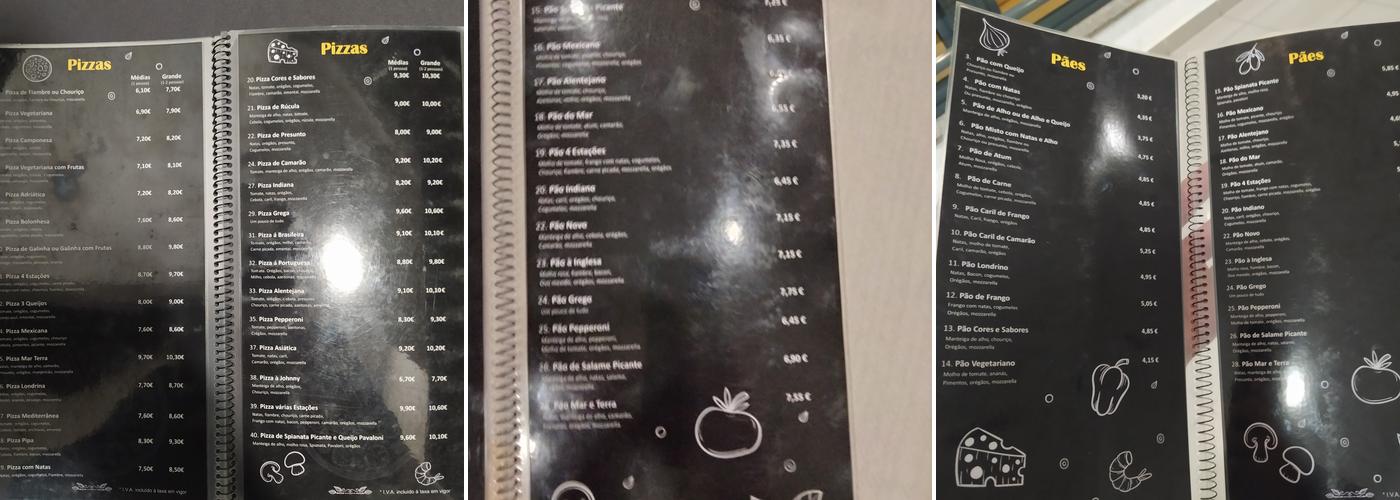 Pizzaria Cores e Sabores Menu