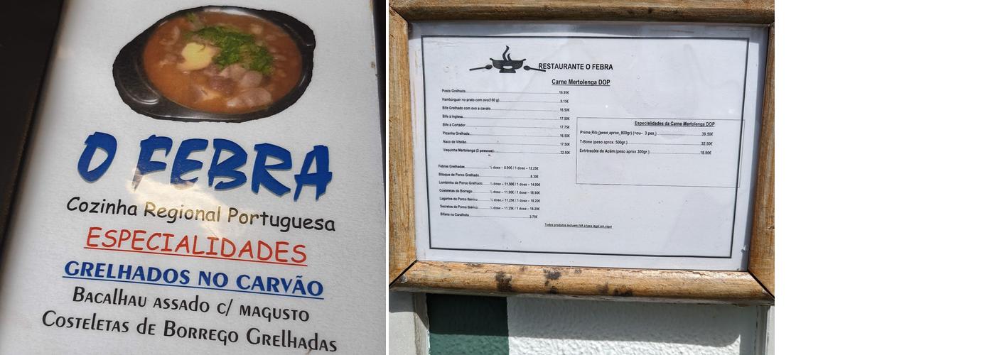 O Febra (N'O Febra) Menu