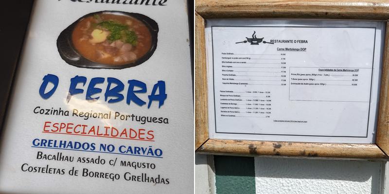 O Febra (N'O Febra) Menu