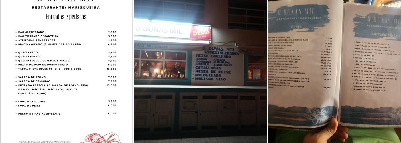 O Dunas Mil Menu