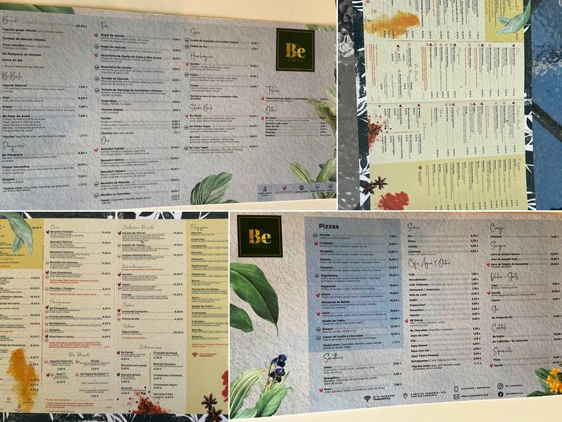 Be Comporta Menu