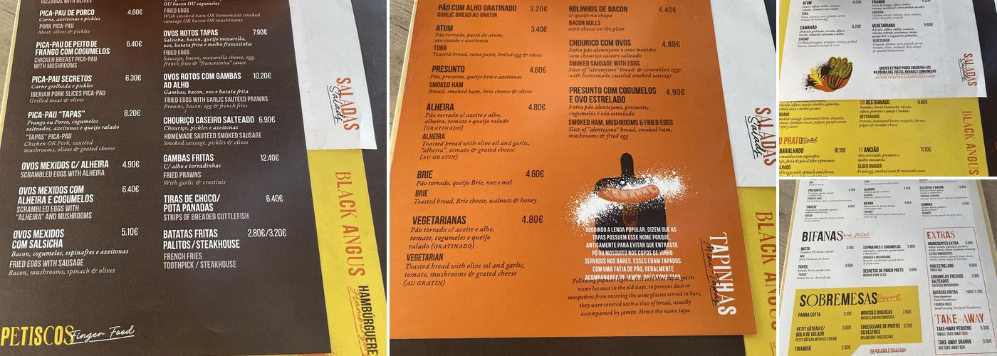 Tarouca Tapas Bar Menu