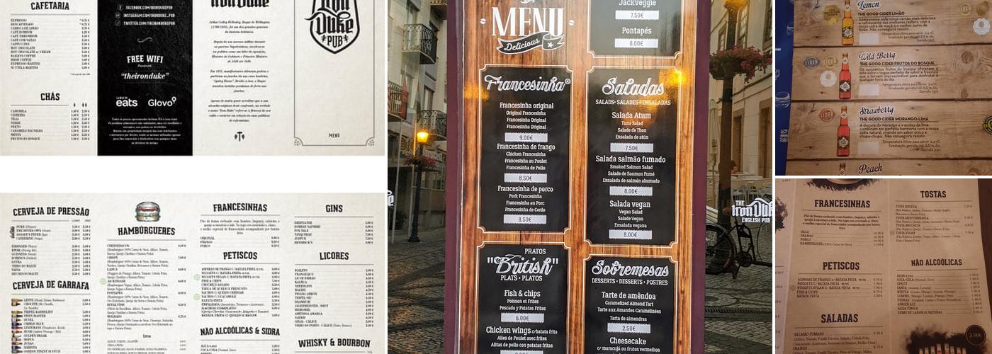 The Iron Duke Pub Menu