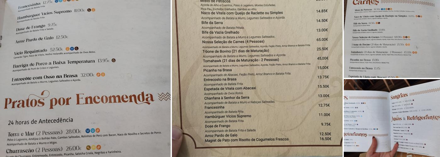 Frango & Vícios Menu