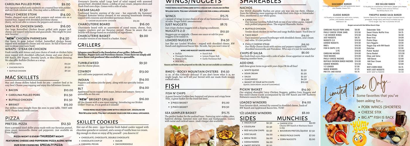 Red Willow Catering and Red Willow On Main Menu