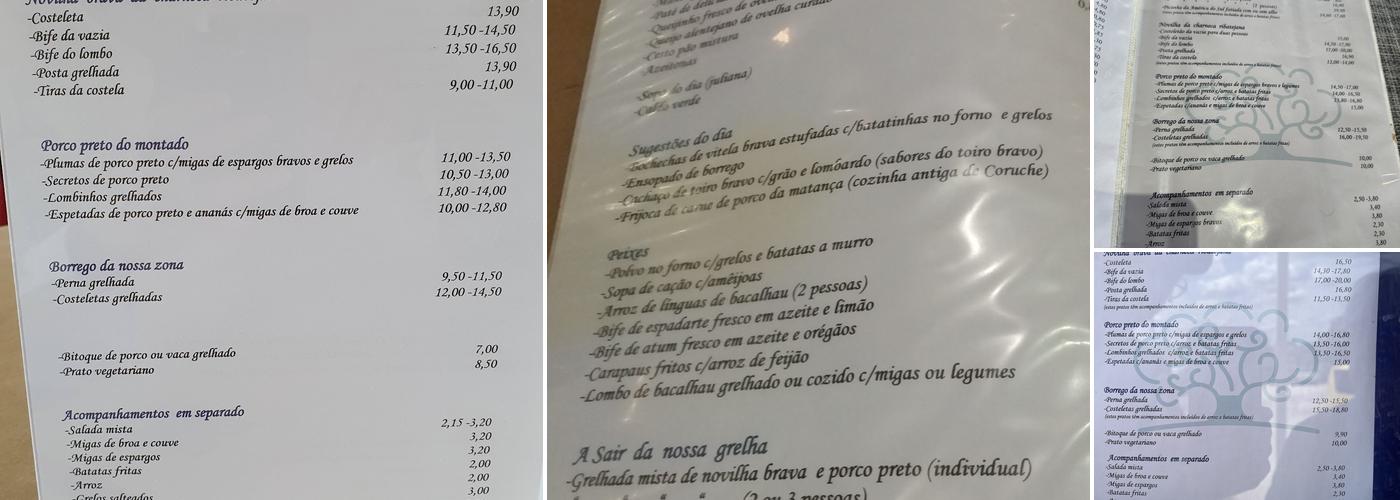 Sabores de Coruche Menu