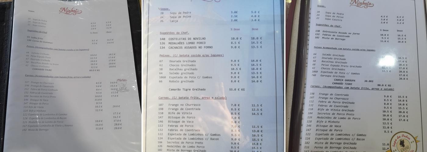 O Minhoto (Sopa da Pedra) Menu