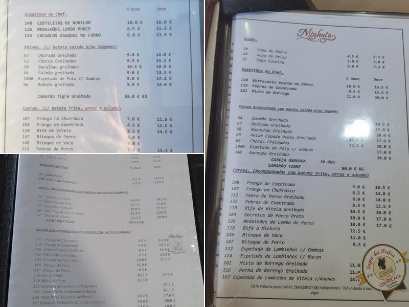 O Minhoto (Sopa da Pedra) Menu