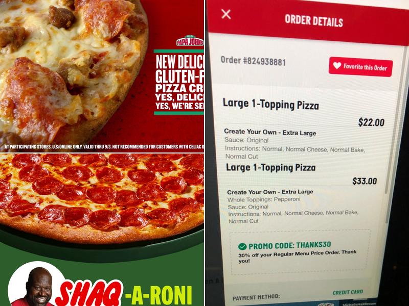Papa Johns Pizza Menu