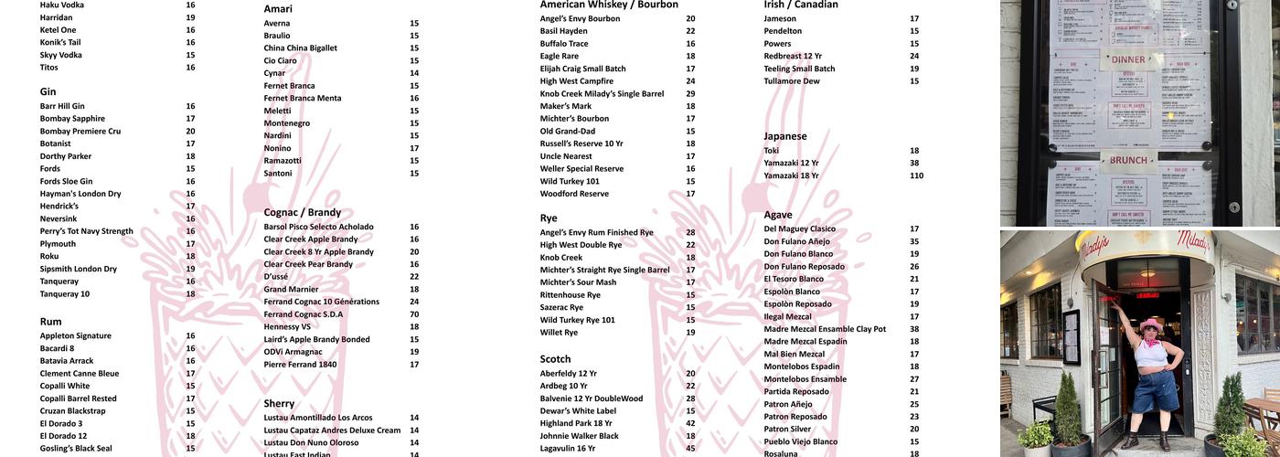 Milady's Menu