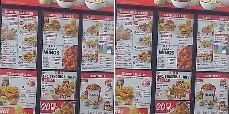 KFC Menu