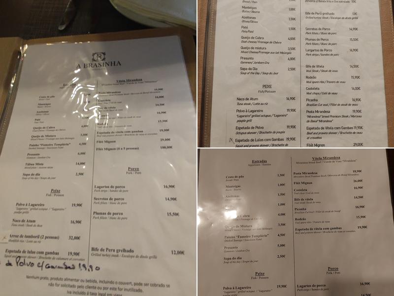 A Brasinha Restaurant Menu