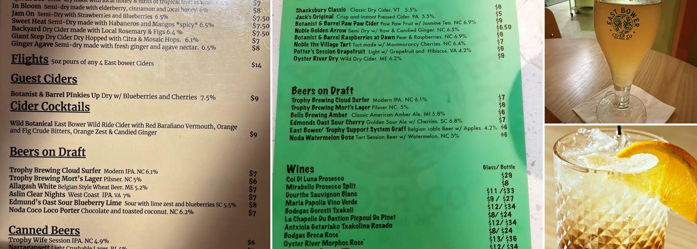 East Bower Cider Company Menu
