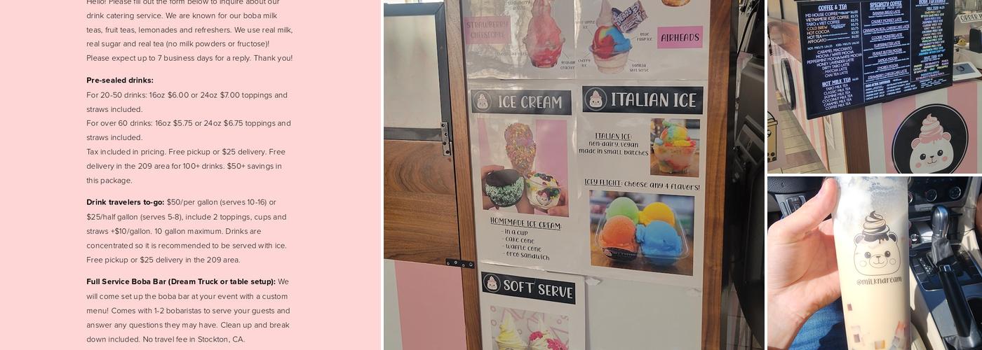 Milk & Dream Menu