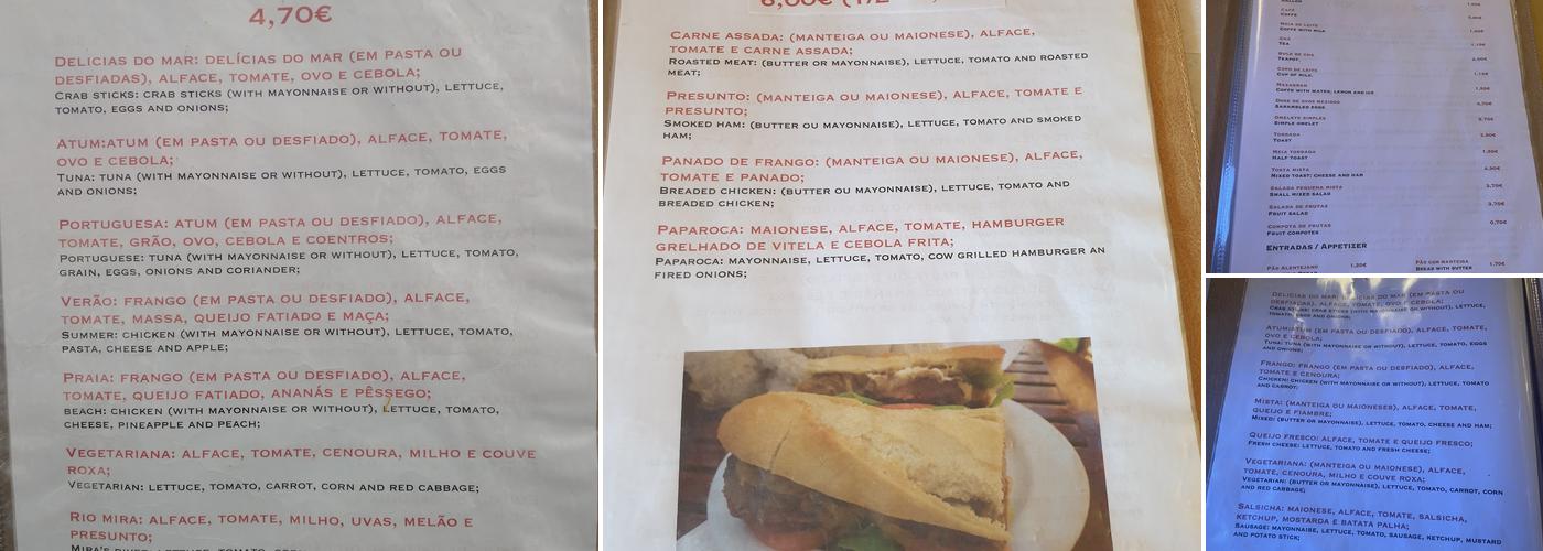 Paparoca Sandwicheira Menu