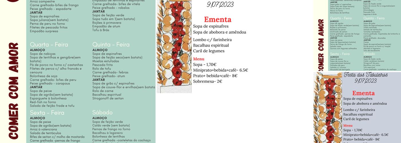 Comer Com Amor Menu